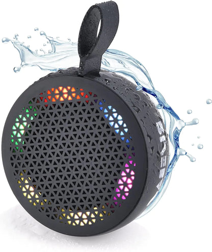 RISEBASS Water Resistant Bluetooth Shower Speaker, Handsfree Portable Speakerphone Control Buttons with LED Light, True Wireless Stereo for Bathroom, Kitchen, Hiking, Kayak, Beach, Gifts